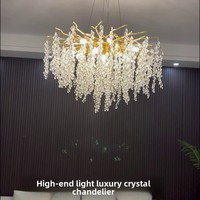 Lámpara de Araña de Cristal de Lujo Francés K9, con Certificación CE y RoHS, para Sala de Estar, Estilo Romántico, con Ramas Colgantes
