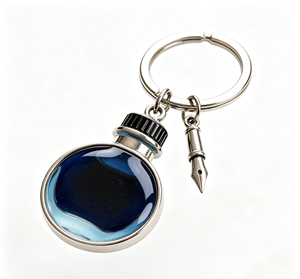 Blue Glass Bottle Metal Key Chain Starry Pendant <b>Keyring</b> Pen <b>Charm</b> Gift for Men - Product Image 3