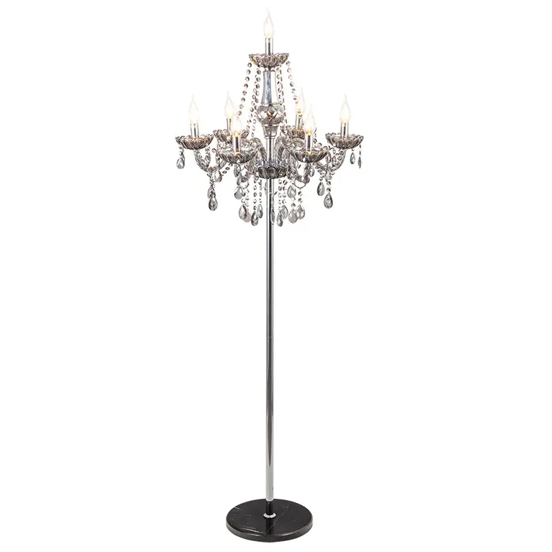 European Style Indoor Vertical Candle Light Bulb Living Room Crystal Luxury Floor Lamp