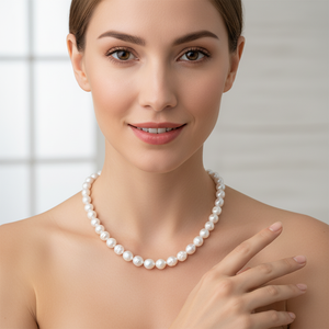 สร้อยคอมุกน้ำจืดเงินแท้ 925 คุณภาพสูง ขายดี ขนาด 6-8 มม. สีขาว สำหรับผู้หญิง ของขวัญงานแต่งงาน GRA - Product Image 1