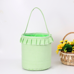 Keranjang Paskah Motif Kotak-kotak Lucu untuk Anak Perempuan dan Laki-laki, Warna Pink dan Biru, untuk Berburu Telur Paskah - Product Image 4