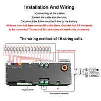 JIKONG V19 JK-PB2A16S20P Li-ion Lifepo4 LTO BMS PCBA 200A Equilibrador Activo 2A Inversor 8S-16S 24V-48V Pantalla de Almacenamiento de Energía