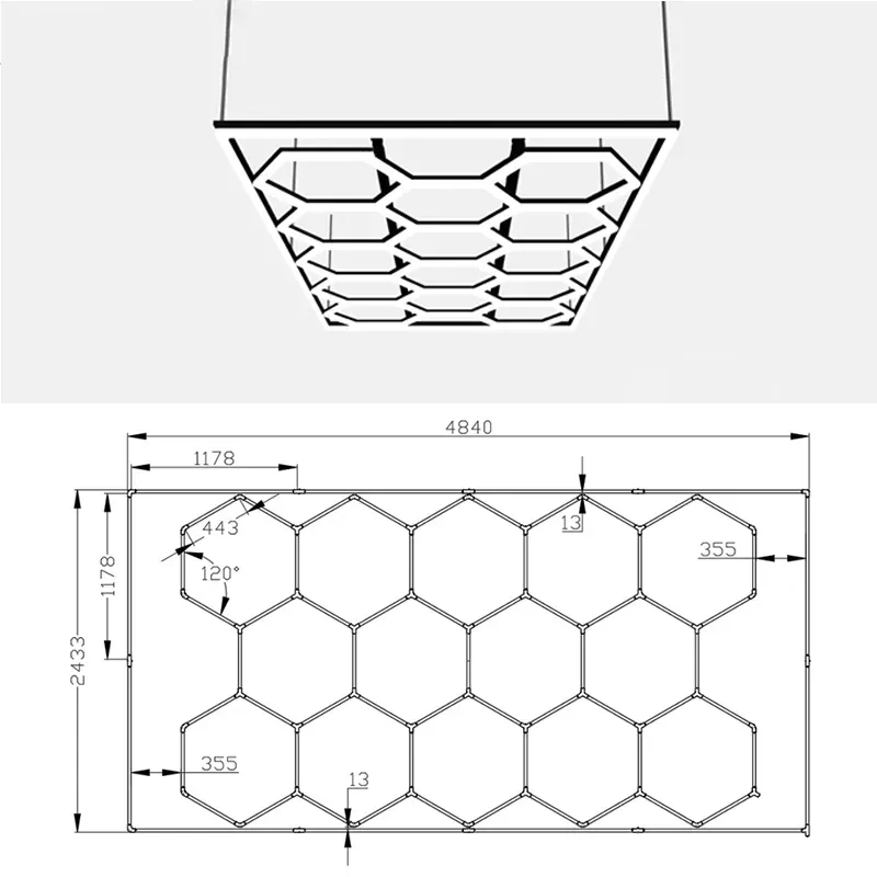 Hot Sale 110V LED ceiling Lighting Car Wash Hexagonal Light Car Garage Light