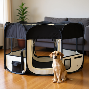 Parc de jeu pliable pour chien 49,2 x 49,2 x 24 pouces en maille avec sac de transport pour animaux de compagnie - Product Image 2
