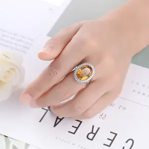 Wish Hot Selling Party Gift Ring Personality Large Zircon Copper Rings
