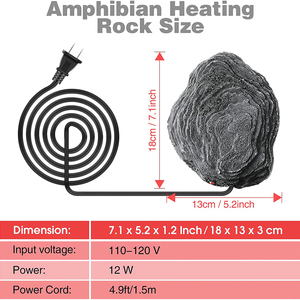Terrario inteligente con control de temperatura, roca calefactora para reptiles, 12W, 7,1 pulgadas, 5,2 pulgadas, para serpiente, Tortuga, lagarto, novedad - Product Image 4