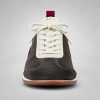 Baskets rétro en cuir suédé pour femmes, chaussures décontractées vintage à lacets contrastés et semelle plate