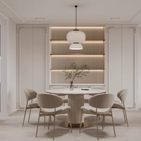 Buffet de salle à manger de luxe français personnalisé Lesso Home avec éclairage LED intégré et façade cannelée