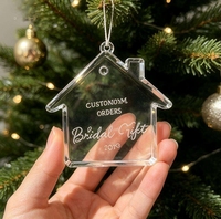 Pendentif en cristal transparent en forme de maison, peut être utilisé comme décoration de sapin de Noël ou pour la gravure et l'impression DIY