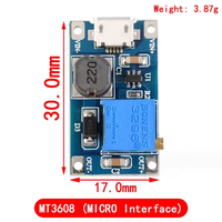 Módulo convertidor elevador de voltaje DC-DC MT3608 2A 2-24V a 5-28V, placa de alimentación de voltaje ajustable para Arduino/Raspberry