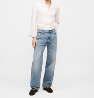 Jeans amples pour hommes OEM/ODM, pantalon en denim à jambes larges, bleu clair, vintage, coupe droite, style rétro streetwear, bas de tenue décontracté pour homme