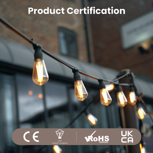 Certificado CE ST64 12W 2700K 1521lm E27 Vintage <span class=keywords><strong>LED</strong></span> filamento bombilla cadena luces CRI90 regulable patio y jardín iluminación - Product Image 3