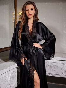 Sfy-y5112 2025 Robe de mariée longue sexy, robe de mariée de luxe à manches longues, col en V, robe de mariée en satin de soie, élastique contrastant à la taille - Product Image 1