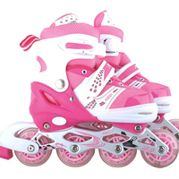 Patins à roulettes ajustables pour enfants, 4 roues, éclairants, en PU, haute résilience, pour débutants, chaussures de patinage d'extérieur durables