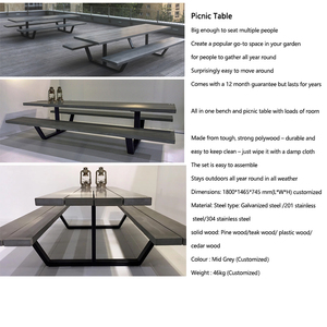 Bộ Băng Ghế Bàn Gỗ Và Thép Ngoài Trời Nhà Máy Bàn Dã Ngoại Ngoài Trời Công Viên Sân Trong - Product Image 2