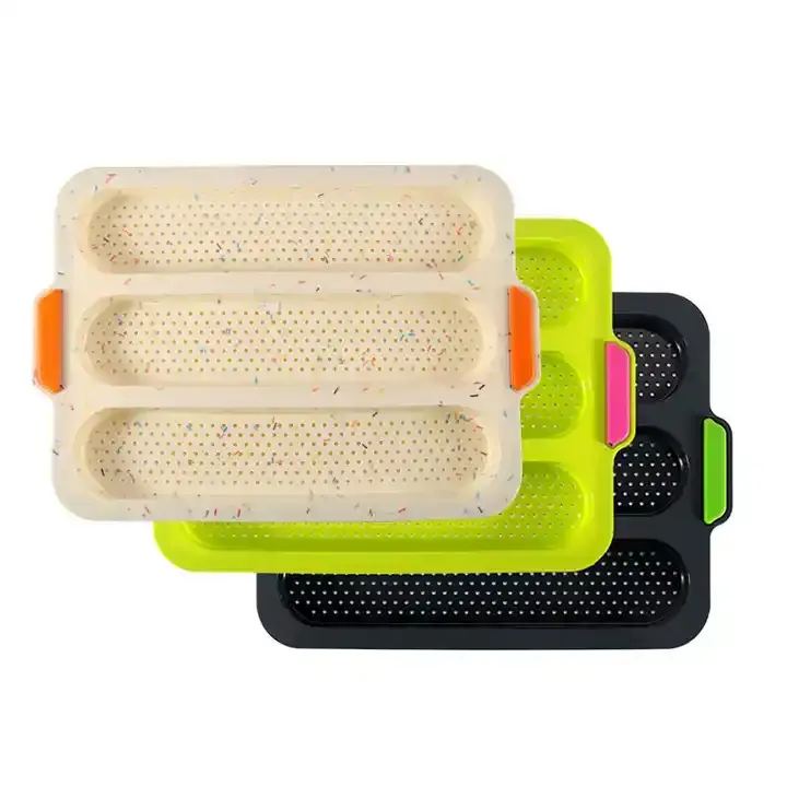 Baguette Baking Tray Non-stick Perforated Silicone Sandwich French Bread Roll Pan Loaf Mold Bread Crisping Tray for Cakes Breads