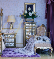 Chaise longue de style européen Yips LD-1203-0093 avec motif floral et d'oiseaux peint à la main, ensemble de meubles de chambre à coucher, bois classique