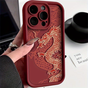Custodia per telefono in TPU con drago Totem cinese rosso per <span class=keywords><strong>Apple</strong></span> 16/15/14/13/12/11 alta bambù <span class=keywords><strong>trasparente</strong></span> antiurto per impugnatura del telefono IMD - Product Image 1