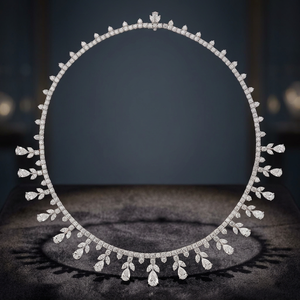 Luxury White Gold Diamond <b>Choker</b> Necklace Pear Cut Water Drop Women Wedding Jewelry - Product Image 3