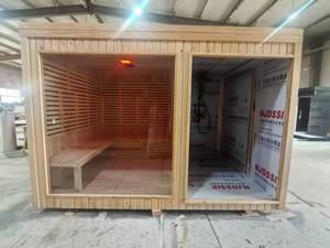 Sauna commercial moderne en cèdre rouge/hemlock, <span class=keywords><strong>douche</strong></span> vapeur humide, capacité 2 personnes, 6KW/12KW, électrique, <span class=keywords><strong>solaire</strong></span>, design écologique - Product Image 4