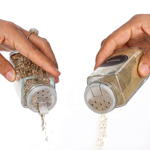 Kitchen Condiment <strong>Storage</strong> Container Sets Airtight Seasoning <strong>Jars</strong> Clear Glass Wooden Lids Spice <strong>Bottles</strong> With Label - Product Image 4