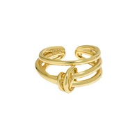 Bague à double couche en argent sterling S925 plaqué or 18 carats pour femmes - Tendance mariage