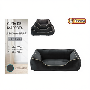 Cuccia per Cani in Velluto Cristallo e Tessuto Oxford, Set Tre Pezzi Nero per Animali Domestici - Product Image 2