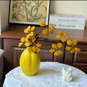 Jarrón de cerámica con forma de limón amarillo, decoración moderna, adorno de mesa para el hogar, sala de estar, decoración de mesa de comedor - Product Image 3