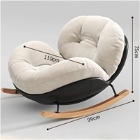 Fauteuil inclinable à bascule surdimensionné en tissu crème avec dossier en forme de cœur, structure métallique, double siège pour balcon/salon