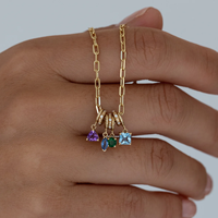 Collier avec pendentifs personnalisés en acier inoxydable plaqué or PVD 18 carats et breloques colorées en pierres de naissance pour la fabrication de bijoux, vente en gros