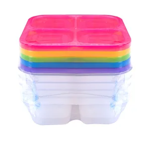 Containers Plastic 4 Compartment Food Bento Box Snack Containers For Children