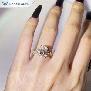 Tianyu แหวนเพชรเพชรโมอิสสีทองรูปกรงเล็บคู่แหวนหมั้นหมายประดับอัญมณีอัญมณีอัญมณีสีเหลืองทองหรูหราสำหรับทั้งชายและหญิง - Product Image 4