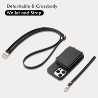 Dompet Kulit Asli dengan Ritsleting Magnetik dan Tali Selempang untuk iPhone 16 Pro Max OEM ODM Grosir