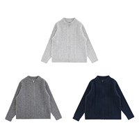 Pull en tricot torsadé à col mi-haut zippé pour garçons YOEHYAUL GQ4755, collection automne-hiver, hauts en tricot chauds personnalisés pour enfants