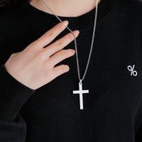 Collier classique en acier inoxydable avec pendentif croix gravé d'un extrait biblique, cadeau pour les croyants et croyantes