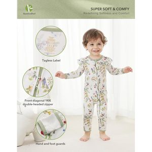 Mono de Manga Larga para Bebé BambooBud, Mono de Viscosa de Bambú para Bebés, Niños Pequeños y Recién Nacidos, Talla 2T, Ropa de Dormir Suave - Product Image 2