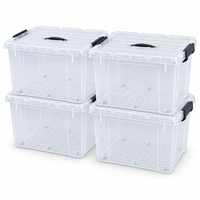 Conteneur de rangement transparent grande capacité 65L en plastique PP pour la buanderie, les serviettes et le linge