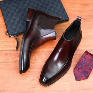 Botas de Tobillo para Hombre, Primavera-Otoño, Parte Superior de Cuero Genuino con Estampado de Leopardo, Suela de Goma, Impermeables, para Trabajo - Product Image 5