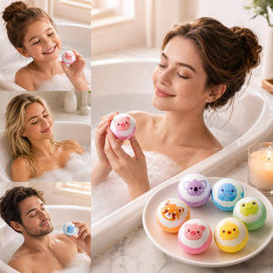 Bombes de <span class=keywords><strong>bain</strong></span> personnalisées en forme d'animaux de dessin animé, bombes effervescentes hydratantes à l'huile essentielle naturelle pour un <span class=keywords><strong>bain</strong></span> moussant riche et un contrôle du sébum - Product Image 2