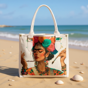 Sac fourre-tout en jute blanc pour femme Fana Flora, taille moyenne, imprimé léopard, sac de plage, sac de shopping, pour cadeaux alimentaires - Product Image 2