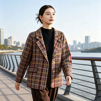 Pull-over ample à carreaux pour femme, nouvelle collection automne, coupe ajustée, manches longues