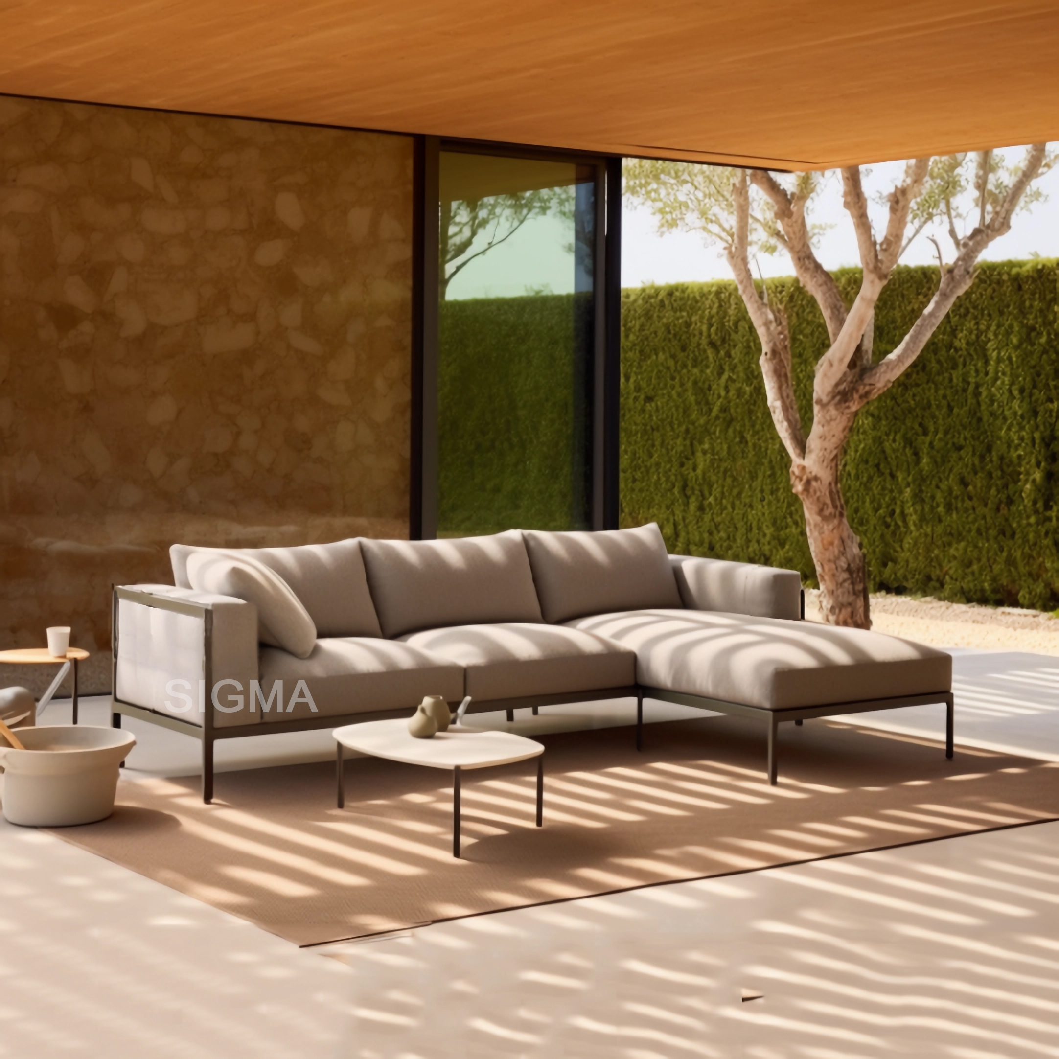 Hotel outdoor furniture courtyard garden Aluminum furniture sofa sunbed
