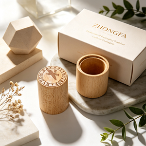 Tapas de madera de pino personalizadas para frascos de cosméticos, para lociones, cremas y contenedores de crema para ojos, embalaje OEM con grabado láser e impresión UV. - Product Image 3