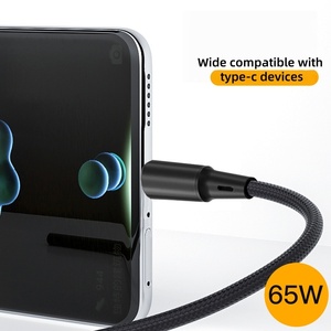 Câble USB-C en alliage d'aluminium en gros, câble de charge rapide Type C vers Type C, câble de données en nylon pour téléphone et ordinateur portable, charge rapide PD 65W - Product Image 3