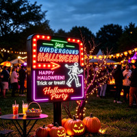 Panneau publicitaire vertical LED sans MOQ, enseigne personnalisée en acrylique, enseignes d'Halloween, enseigne lumineuse 3D pour événements professionnels et fêtes en extérieur