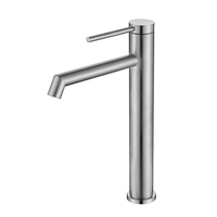 Robinet de lavabo moderne monocommande en acier inoxydable SUS304 brossé, mitigeur eau chaude/froide pour projet de cuisine