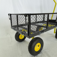 Chariot utilitaire robuste Wagon de jardin à benne basculante en acier grillagé Chariot à benne basculante amovible Côtés en maille 4 roues Wagon de jardin
