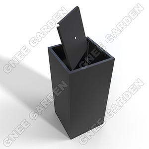 Jardinière rectangulaire en métal galvanisé noir robuste 350x350x760 avec séparateur, résistante aux intempéries et à la rouille - Product Image 6