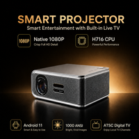 Projecteur natif 1080P, décodage vidéo 4K, prise en charge 8K, 1000 lumens ANSI, Android 11, WiFi, télévision numérique DVB-T2, home cinéma