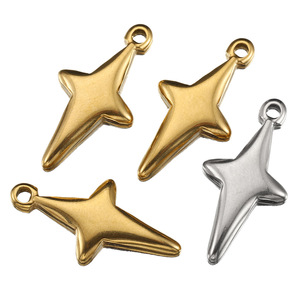Pendentif étoile à quatre branches en acier inoxydable Mingx, plaqué or véritable 18 carats, couleur météore, préservé - Product Image 1